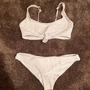 White Ribbed Bikini Set